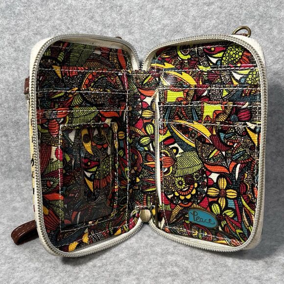 SAKROOTS Owls Floral Peace Cell Phone‎ Zip Wallet Wristlet Pouch No Strap - Picture 4 of 16